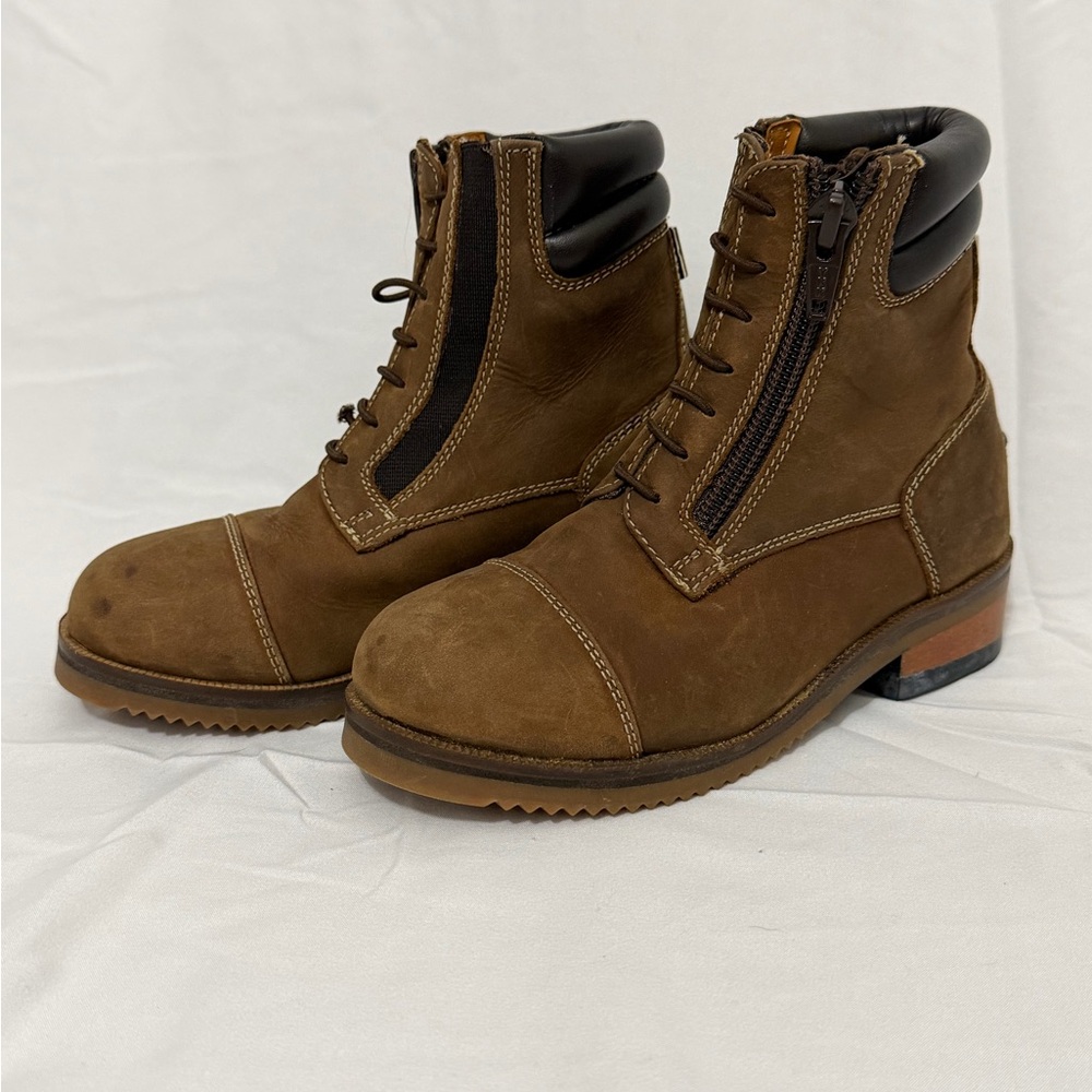 HORZE Blake Kid's Unisex Brown Leather Front Equestrian Boot Size Euro 28 US 11